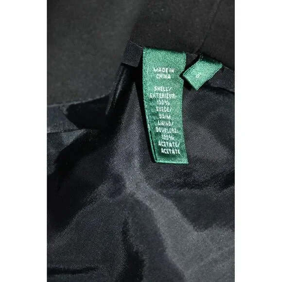 Lauren Ralph Lauren Women's Hook Closure Suede Flare Mini Skirt Black Size 6 - Picture 6 of 7